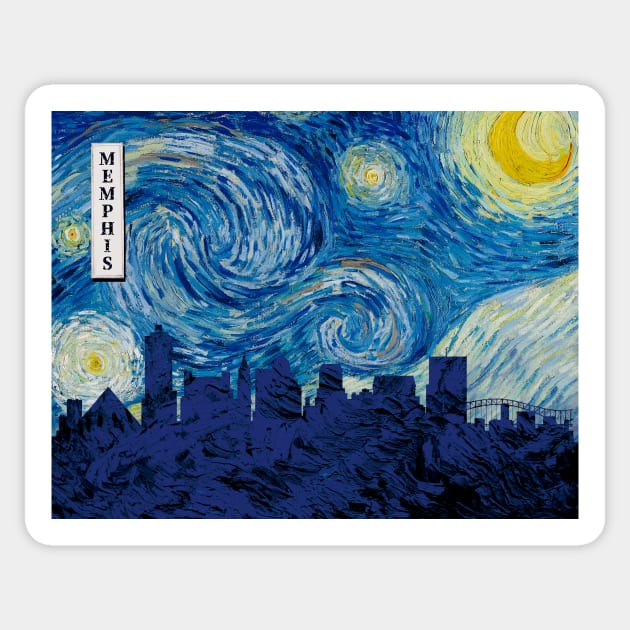 Memphis Starry Night Van Gogh Sticker by Ferrazi